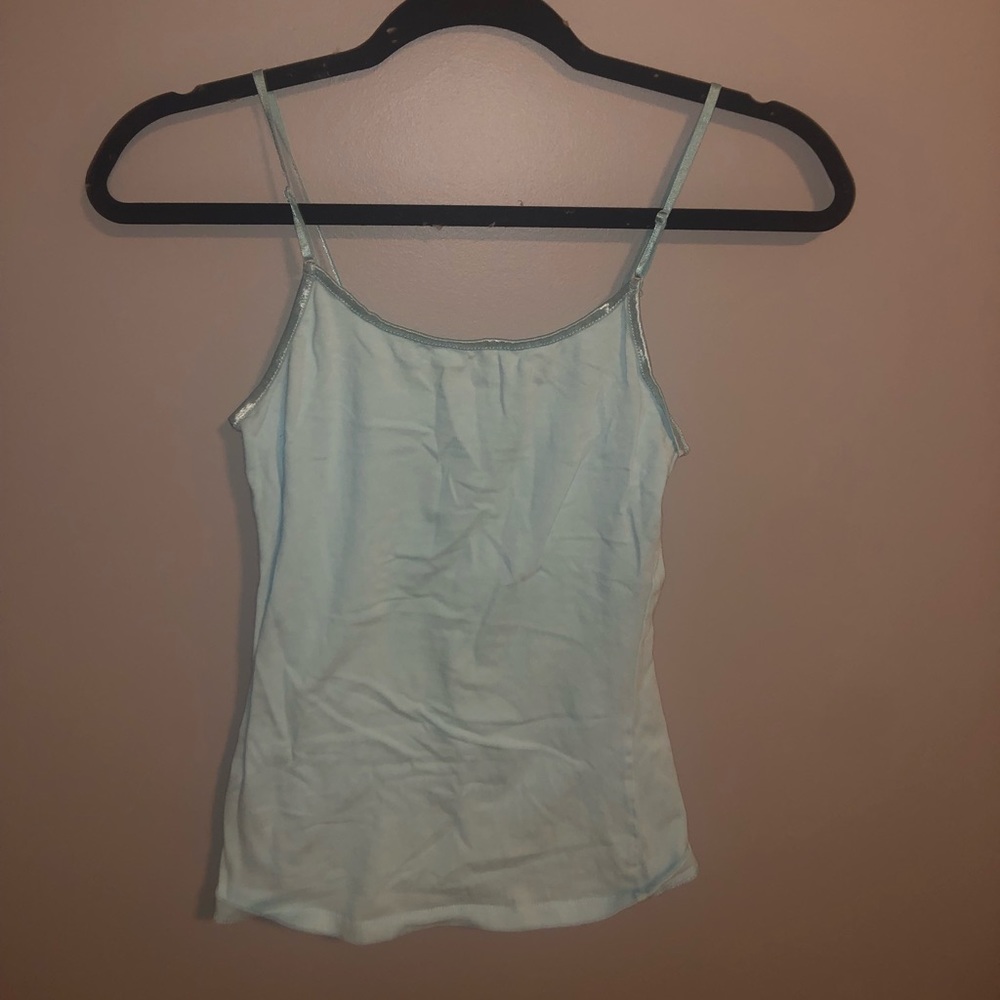 blue purple pink and black spaghetti strap tanks